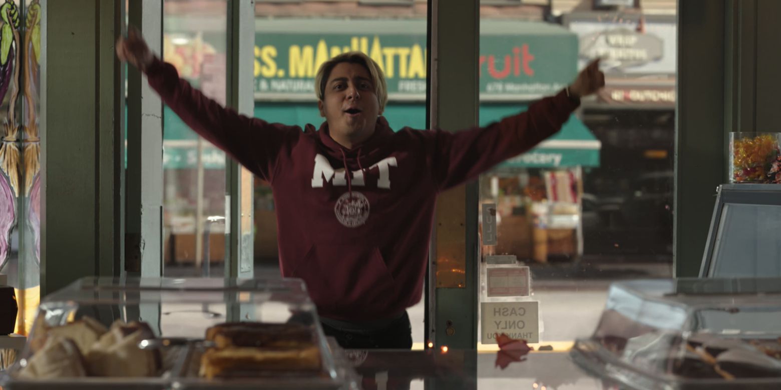 Tony Revolori as Flash Thompson celebrating his MIT acceptance