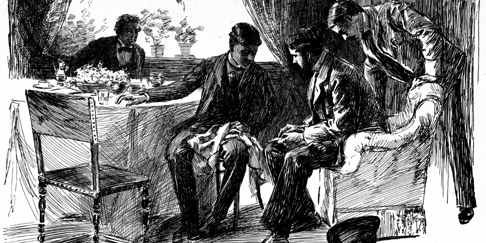 1894 Drawing of Holmes and Watson. from Memoirs of Sherlock Holmes