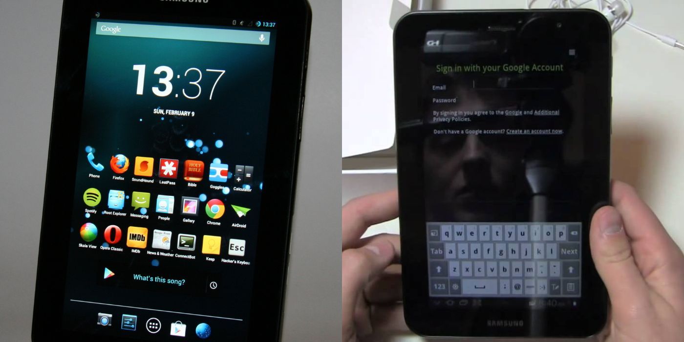 A split image of the Samsung Galaxy Tab 7.0