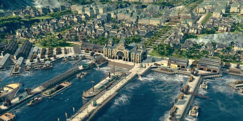 A seaport is seen in Anno 1800