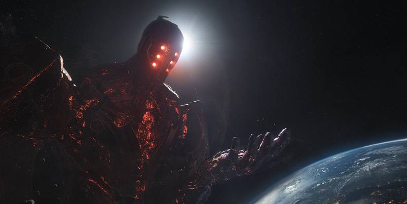 Arishem levando Sersi, Phastos e Kingo para julgamento