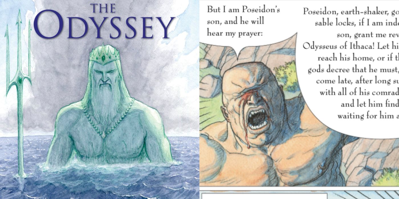 Capa e painel da graphic novel Odyssey