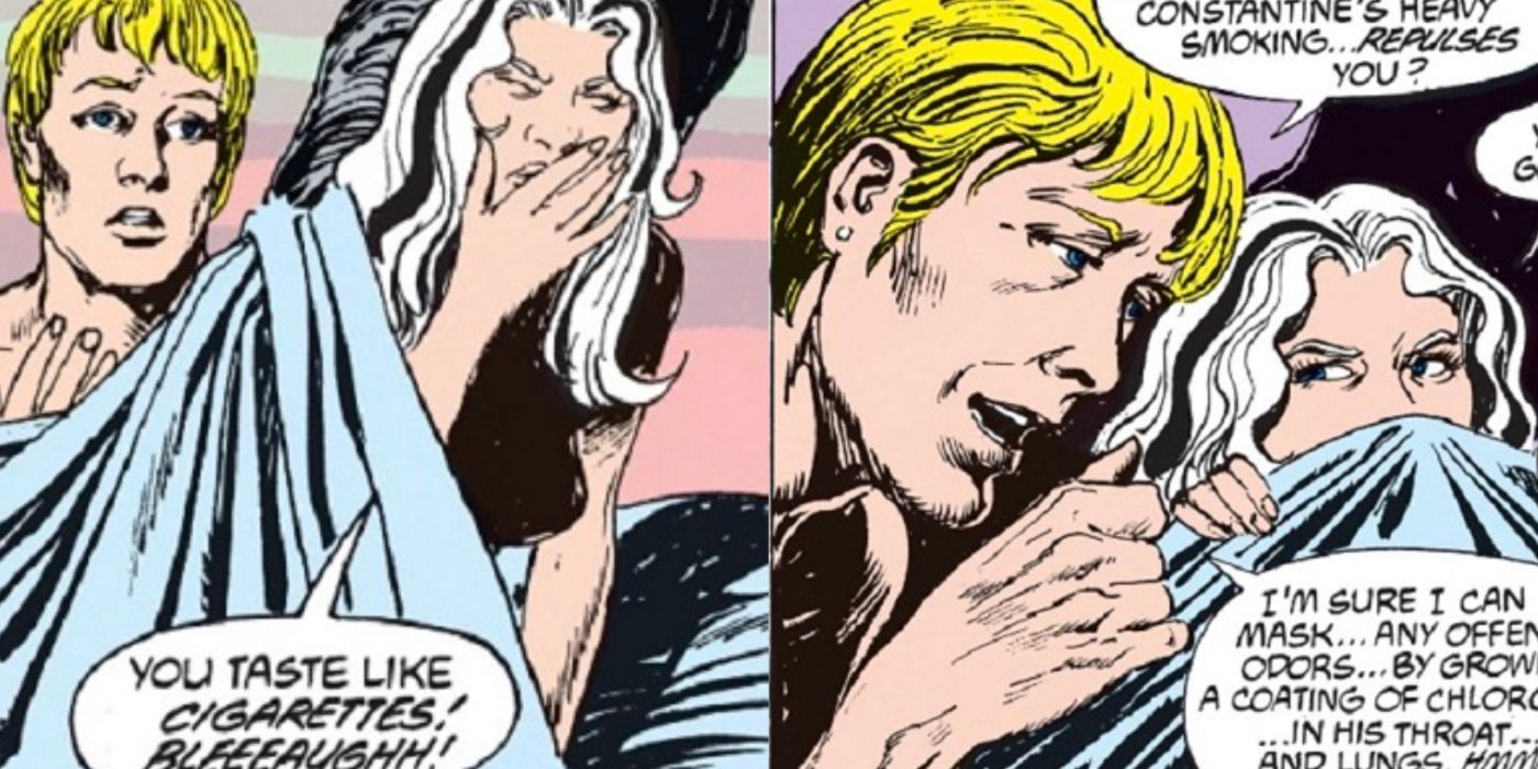 Split Image Abby Arcane being repulsed by John Constantine