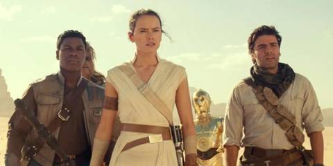 Daisy Ridley, John Boyega, and Oscar Isaac in Star Wars: Episode IX - The Rise of Skywalker