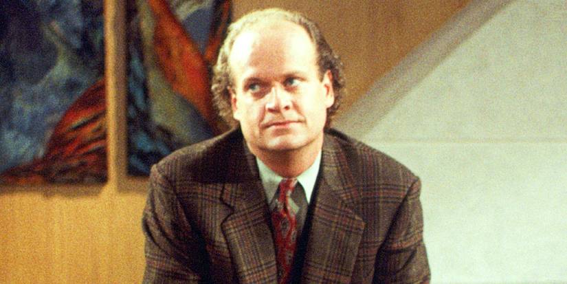 Kelsey Grammer as Frasier Crane wearing brown jacket in the first episode of the show