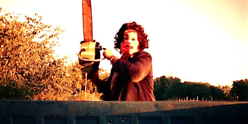 Leatherface chasing a pickup truck in The Texas Chain Saw Massacre