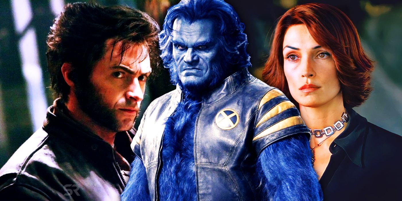 Wolverine, Fera e Jean Grey dos filmes X-Men da Fox.