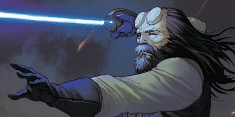 Porter Engle wielding a lightsaber.