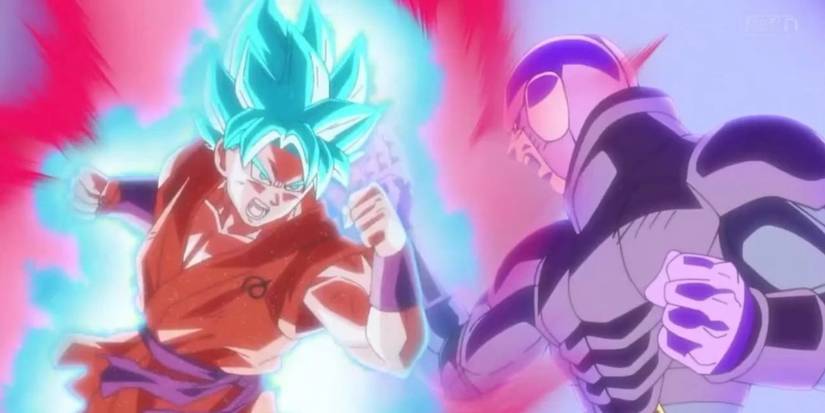 Goku vs Hit in the Universe 6 vs 7 tournament in Dragon Ball Super.