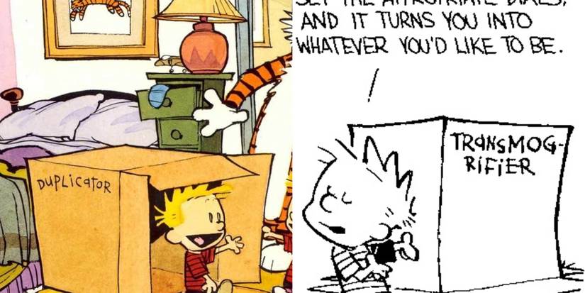 Split image of Calvin and Hobbes' Duplicator and Transmogrifier