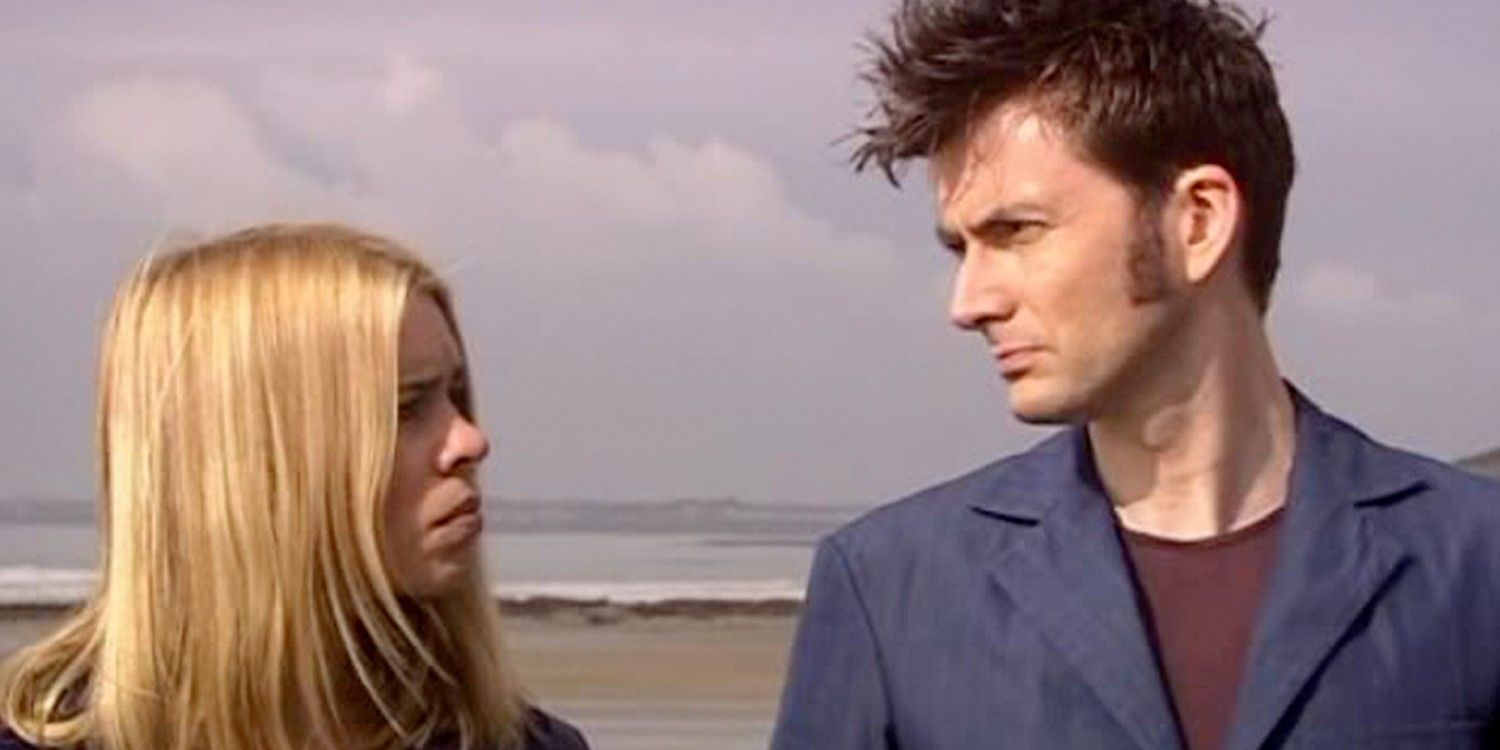 The Meta-Crisis Doctor and Rose Tyler Look at Each Other on Bad Wolf Bay in Doctor Who 