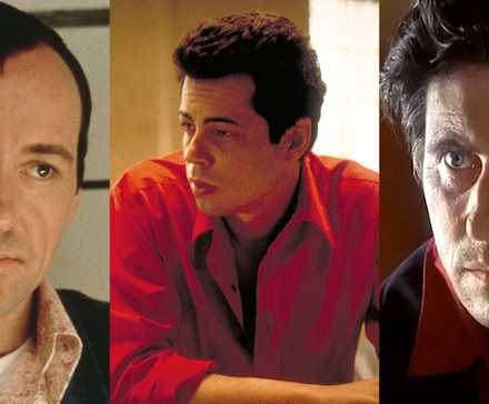 Roger Ebert Gave These Iconic '90s Movies Terrible Reviews 1 Split image of Kevin Spacey, Benicio Del Toro and Gabriel Byrne in The Usual-Suspects