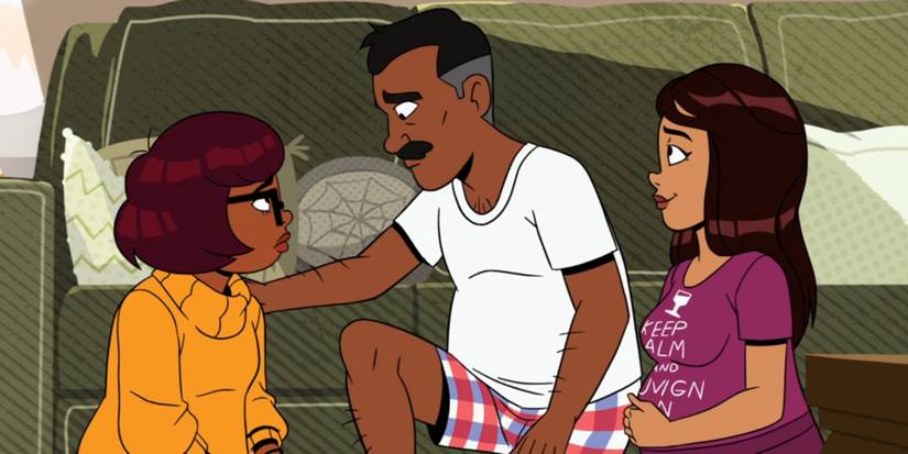 Велма Динкли с отцом и его новой девушкой