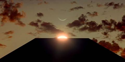 A Monolith against a rising sun in 2001 A Space Odyssey