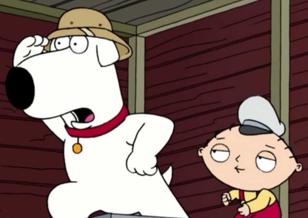 Brian and Stewie on a train in Family Guy - Road To Rhode Island.