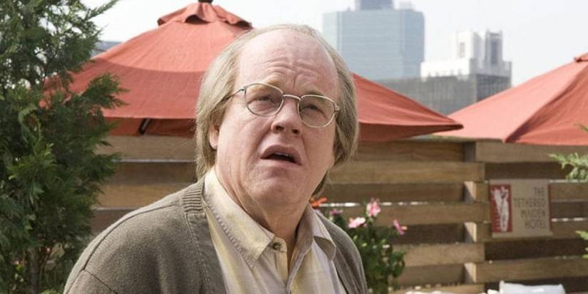 Caden looking upwards in Synecdoche New York