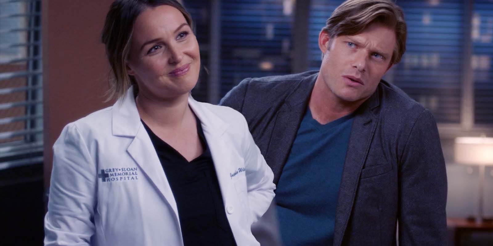 Camilla Luddington as Jo Wilson and Chris Carmack as Link in Grey's Anatomy season 19