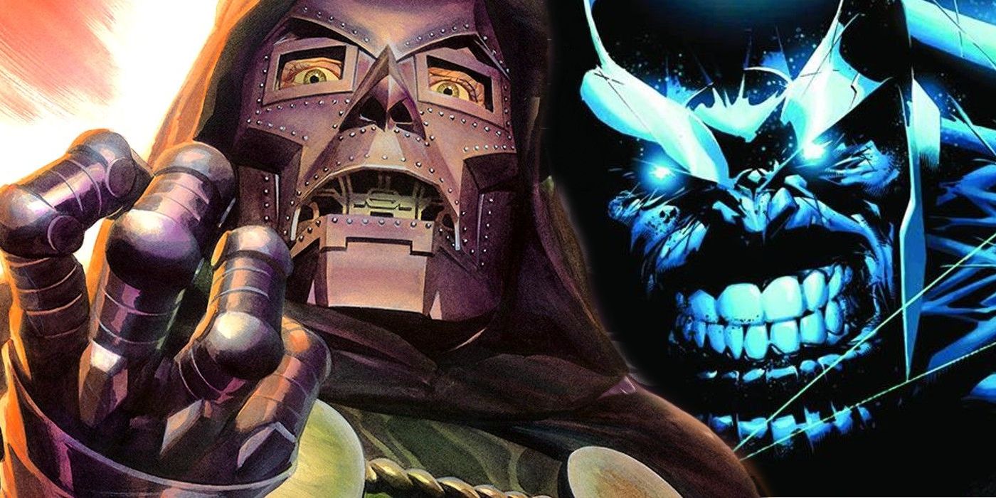 Comic book art: Doctor Doom and Thanos side by side in Marvel comics