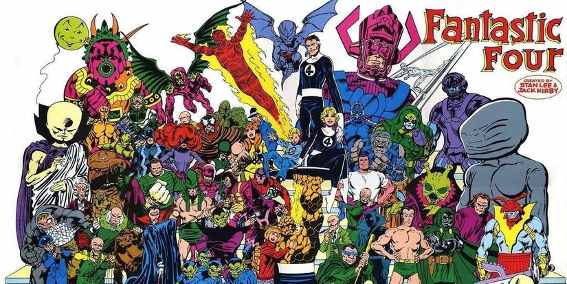 Art of various Fantastic Four heroes and villains from Stan Lee and Jack Kirby