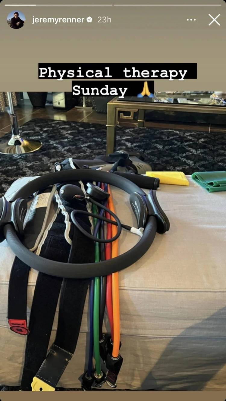 Jeremy Renner Shares Image Of Physical Therapy From Home Amid Recovery