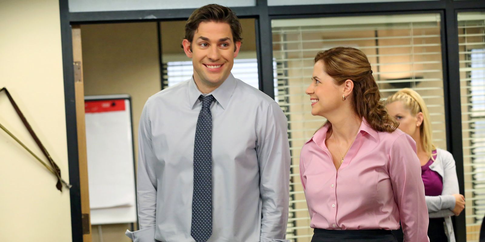 Pam Smiling at Jim Who's Smiling into the Camera in Weason 9 of The Office