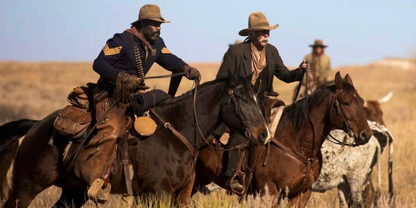LaMonica Garrett as Thomas and Sam Elliott as Shea in 1883