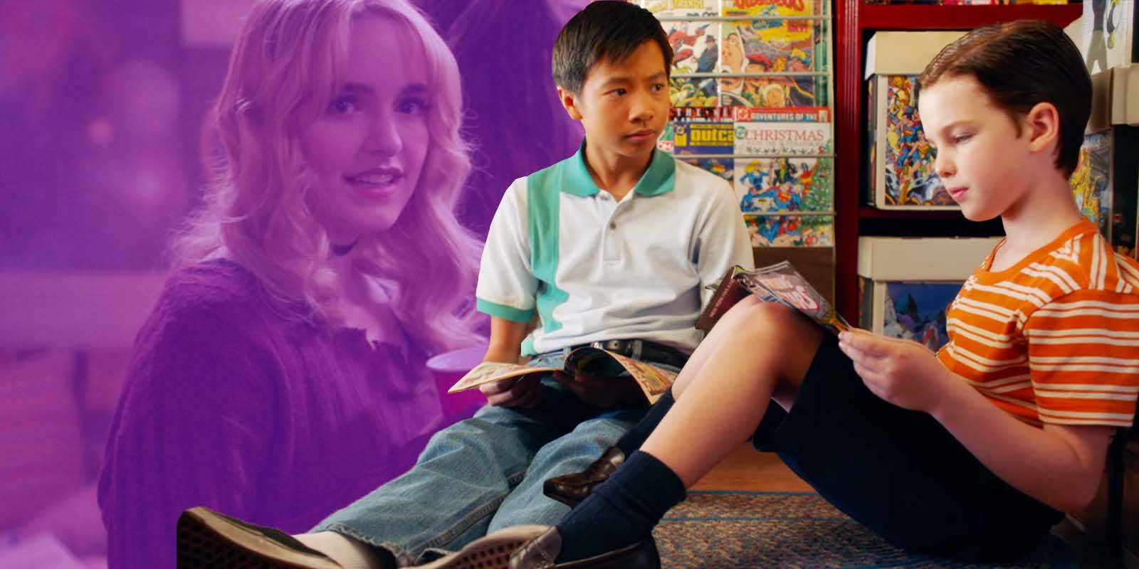 Mckenna Grace as Paige, Ryan Phuong as Tam, and Iain Armitage as Sheldon in Young Sheldon