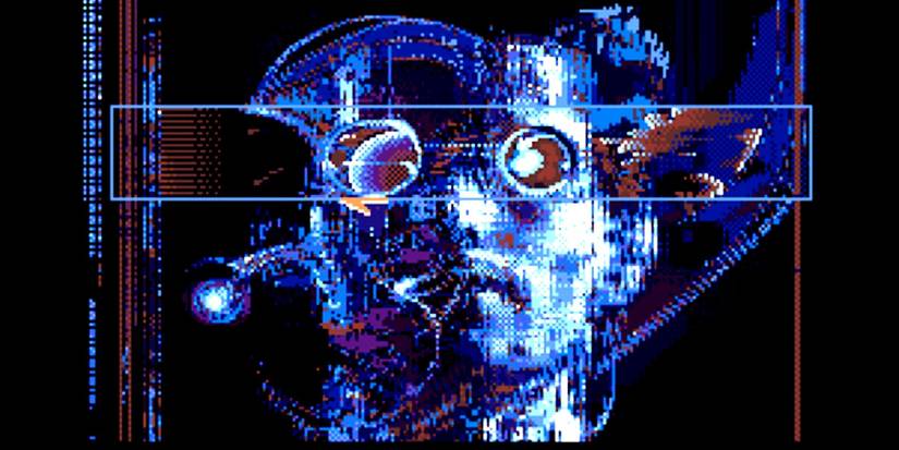 Arte conceitual de Neuromancer, com estética cyberpunk.
