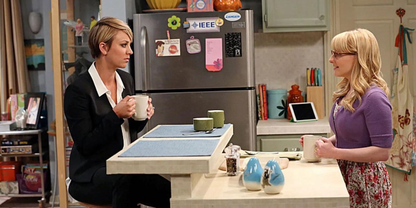 Penny and Bernadette having coffee on TBBT
