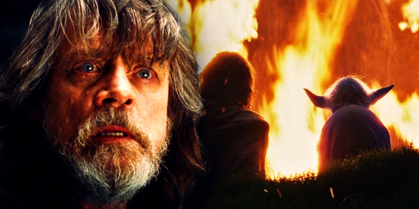Luke Skywalker and Yoda in The Last Jedi