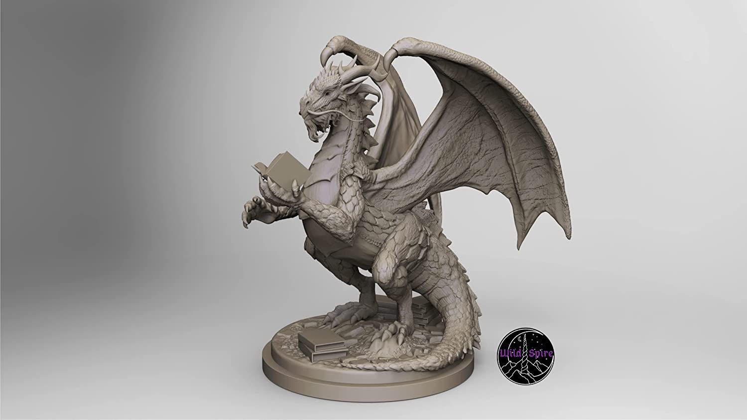 Wildspire Fantasy Bookish Dragon Miniature 3
