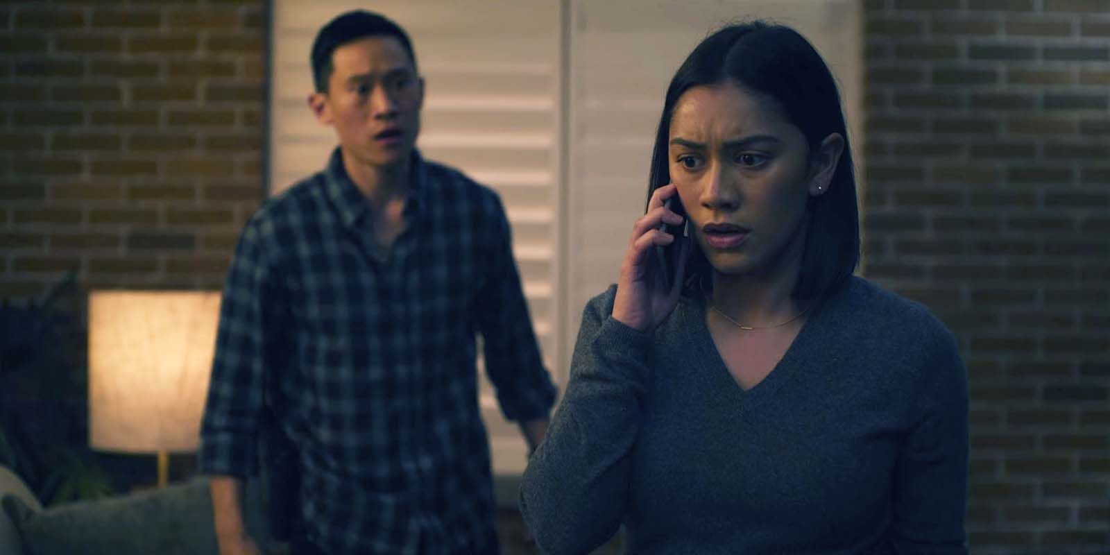 Curtis Lum as Cisco and Luciane Buchanan as Rose Larkin in The Night Agent season 1 episode 6