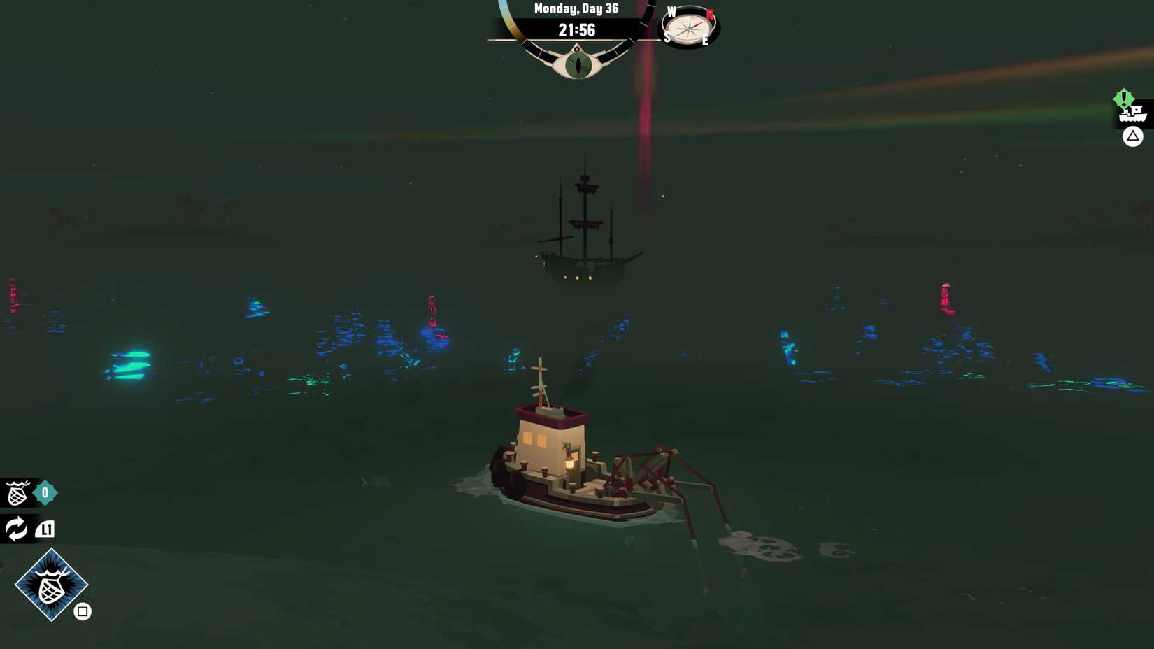 Dredge Luminescent Water and Ghost Ship