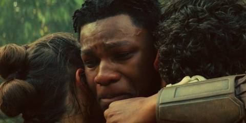 Finn embraces Rey and Poe - Star Wars The Rise of Skywalker