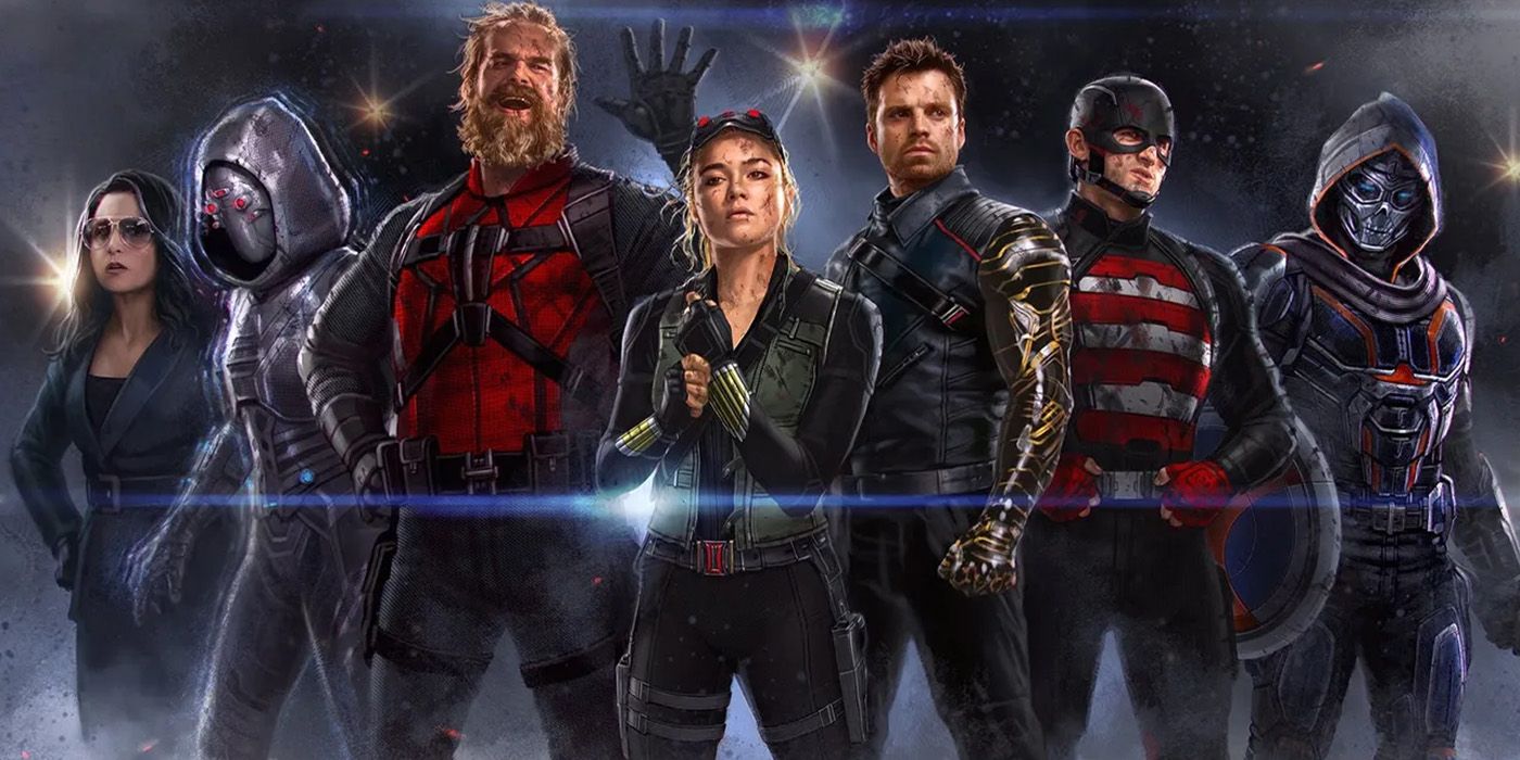 Official reveal of the cast for Thunderbolts in MCU concept art