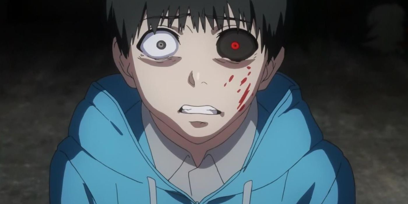Ken Kaneki che si trasforma in un ghoul