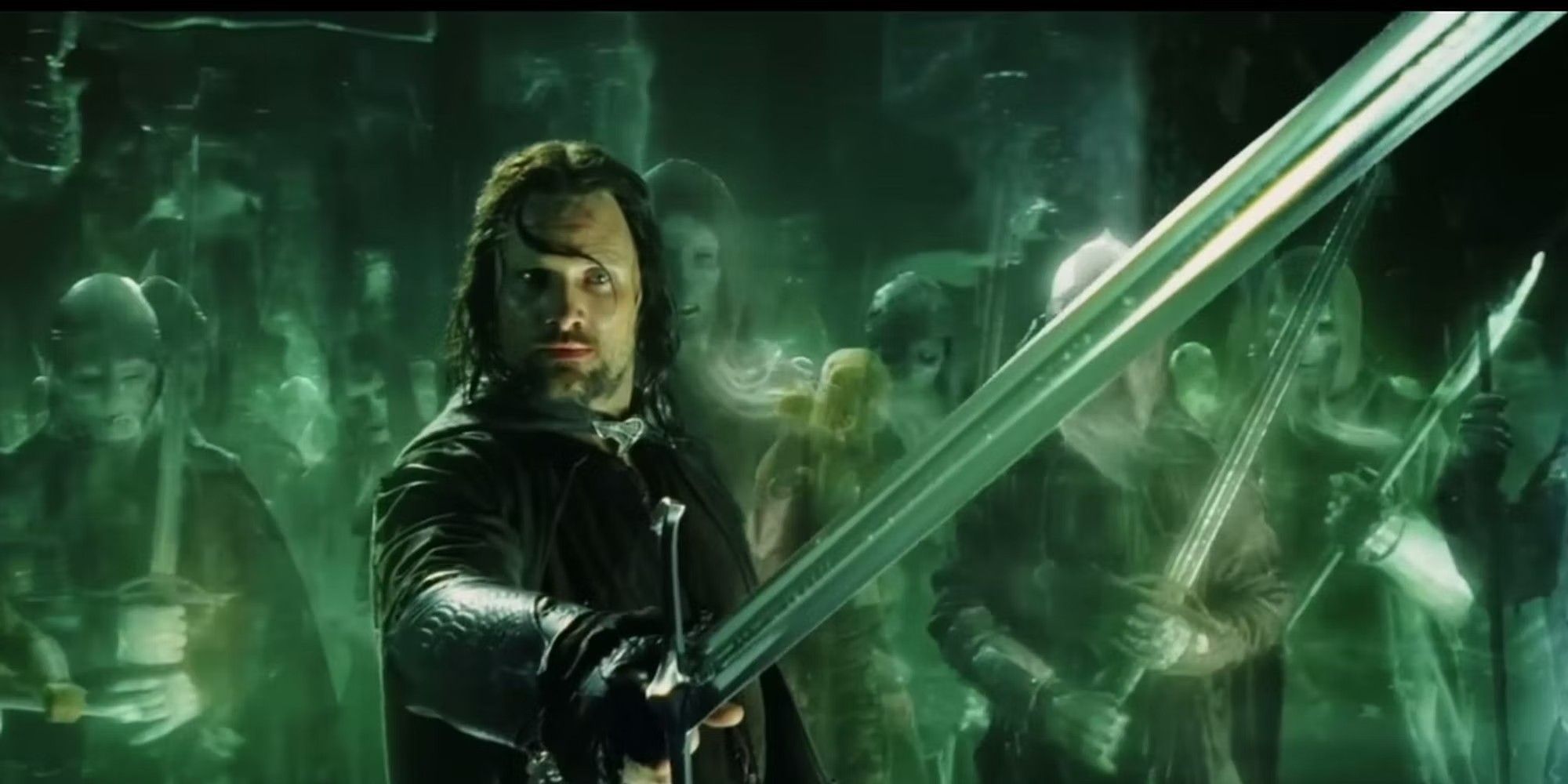 Aragorn Brandishing a Sword in Lord of the Rings