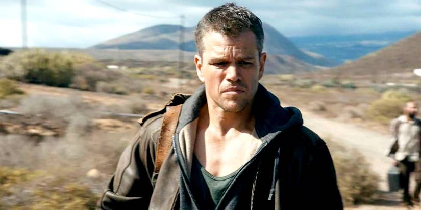 Matt Damon as Jason Bourne out in the desert 