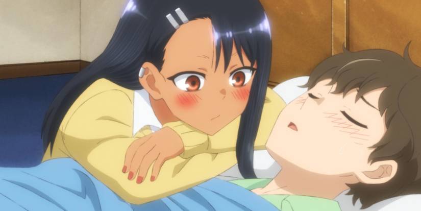 Nagatoro asks Senpai if she can kiss him when he's sick at home in Don't Toy With Me Miss Nagatoro