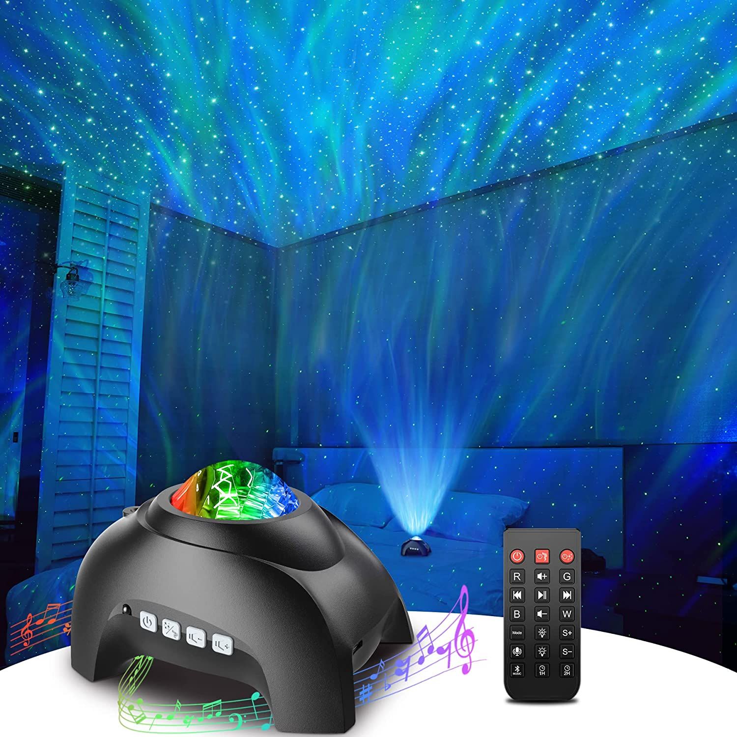 Star Projector,15 Colors Galaxy Projector Star Light Projector for  Bedroom,15 White Noise Galaxy Lights for Bedroom,Bluetooth Speaker Galaxy  Light