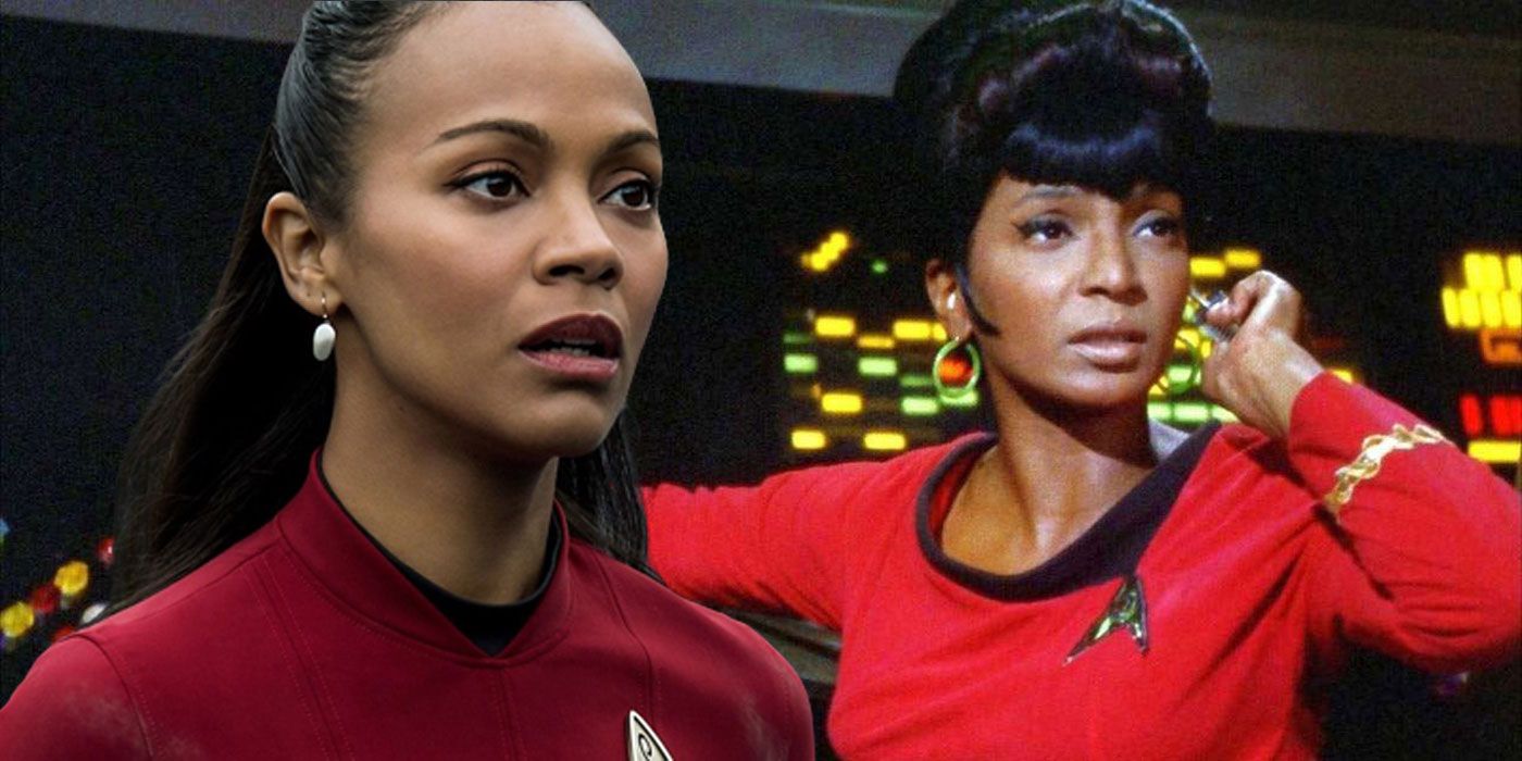 Zoe Saldana and Nichelle Nichols as Uhura in Star Trek