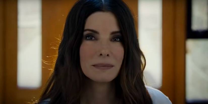 Sandra Bullock looks up with a sad expression in Ocean's 8