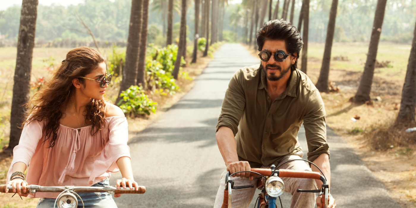 Two characters riding bikes in Dear Zindagi