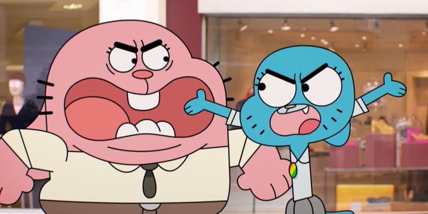 Two characters yelling at each other in The Amazing World of Gumball