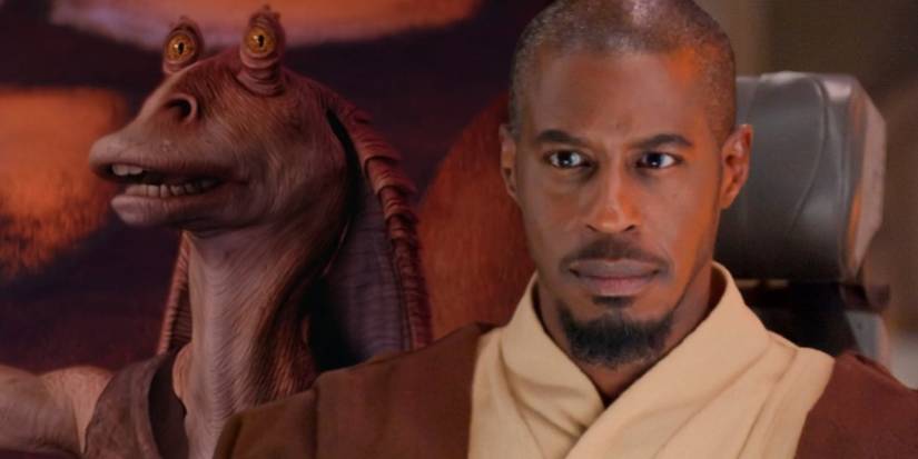 Ahmed Best as Jar Jar Binks and Jedi Master Kelleran Beq in The Mandalorian