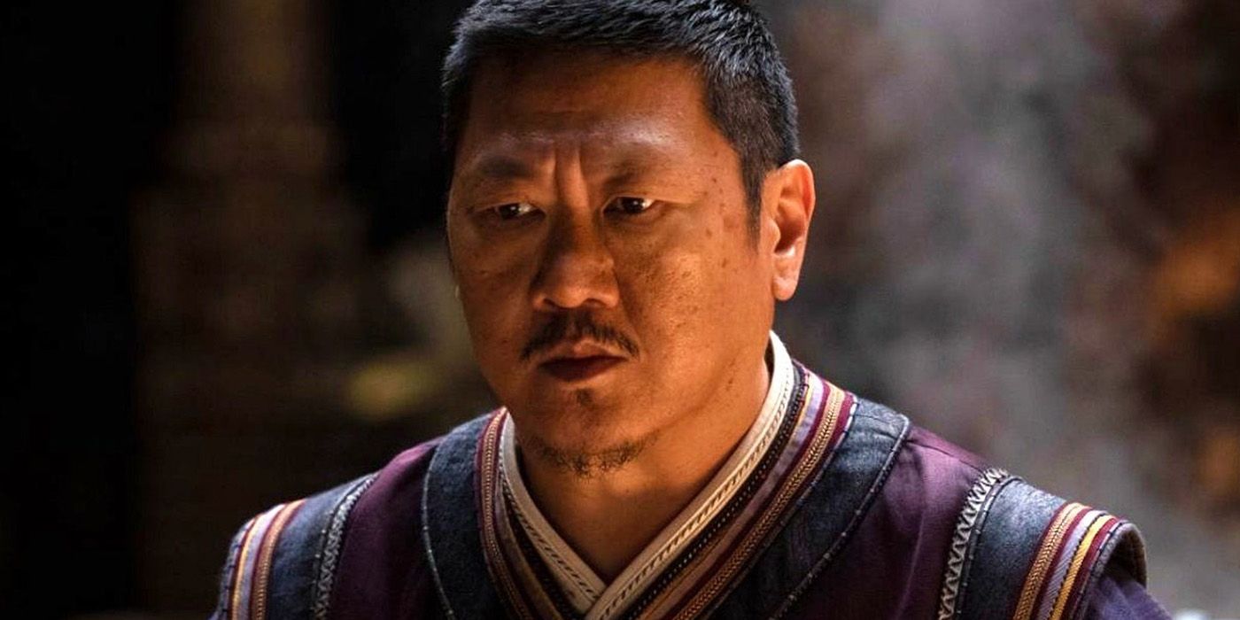 A close-up of Benedict Wong as Wong in his sorcerer robes in the MCU