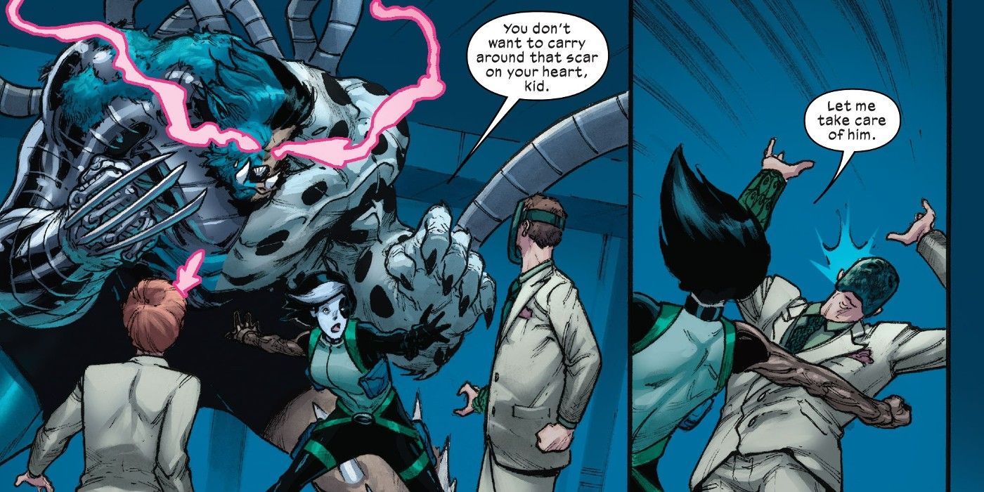 X-Force #38 Homem com a tatuagem de pavão socado por Domino