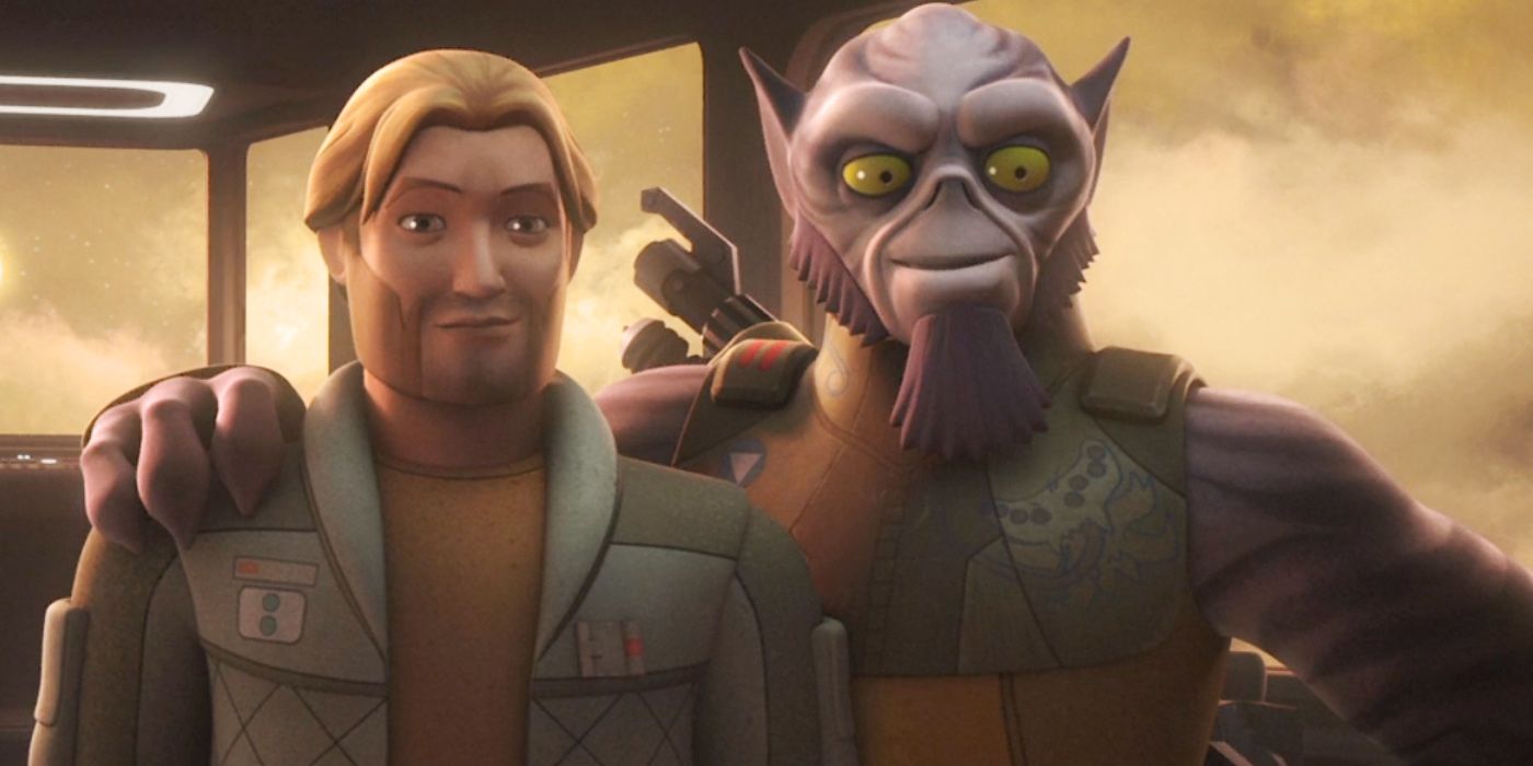 Zeb and Kallus in Rebels Series Finale hugging and smiling standing next to each other