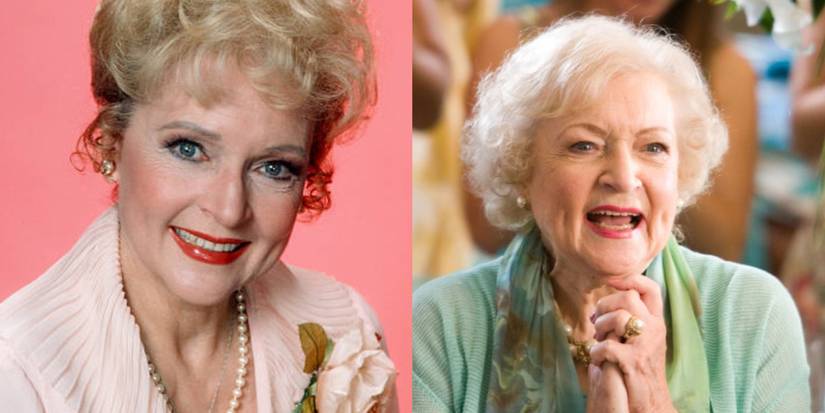 A split image of Betty White from Mama's Family and The Proposal