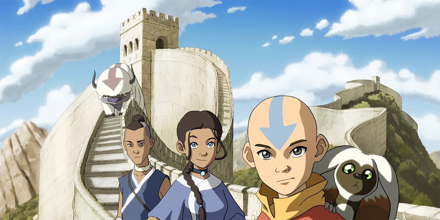 Appa, Sokka, Katara, Aang, and Momo in Avatar The Last Airbender